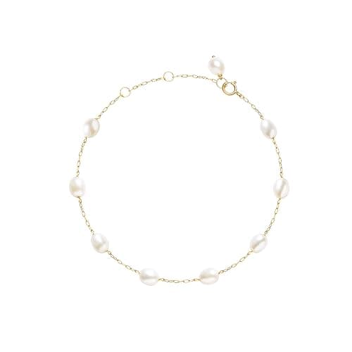 COMOTO Pearl Bracelet for Women 14K Gold Filled Freshwater Cultured Pearl Handmade Bracelet Tin Cup Pearl Bracelet Jewelry,7.0"+0.5"+0.5" thumbnail 3