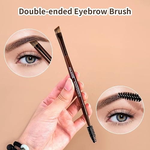 MAANGE 13 Pcs Makeup Brushes with Bag, Multi-functional Eye Makeup Brush Set Professional Blending Eyeshadow Concealer Eyebrows Eyeliner (Brown) thumbnail 7