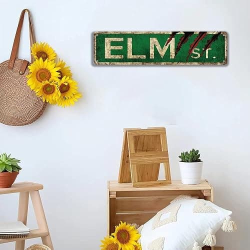 Vintage Metal Tin Horror Movie Decor - Elm Street Sign, 4x16 inch - Bathroom & Bedroom Decor for Men's Man Cave thumbnail 2