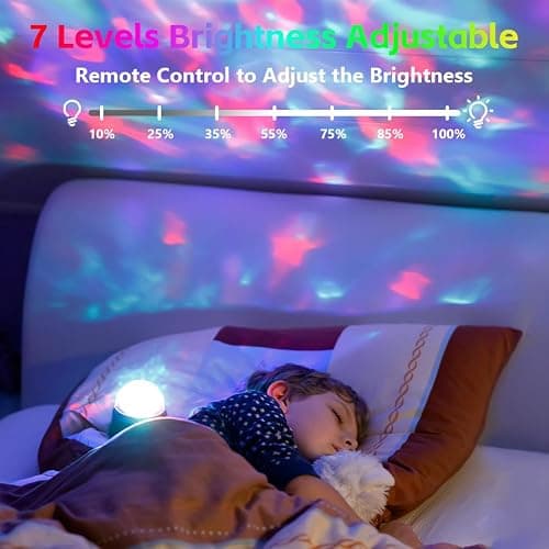 vsshe Projecteur Ciel Étoilé, 16 Couleurs LED Vague Océanique Projecteur, Projecteur de Galaxie avec Télécommande, Luminosité Réglables, Rechargeable, Veilleuse pour Chambre, Enfants, Adultes thumbnail 4