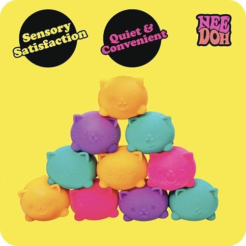 Schylling NeeDoh Teenie Cool Cat - Sensory Squeeze Toy - Contains 3 Mini Groovy Globs - 1.5" Wide - Color May Vary (Pack of 1) thumbnail 3