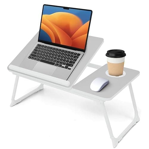 Lap Desk for Couch/Sofa/Floor, 5-Angle Adjustable Bed Desk with Foldable Legs &Cup Holder, Light Weight Bed Tray Table for Writing/Eating/Reading, Portable Laptop Stand for Adults, Kids - Image 1