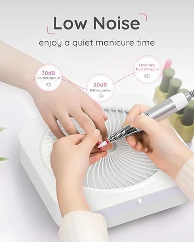 Lictin Nail Dust Collector with Reusable Filter, Adjustable Nail Vacuum Dust Collector Extractor Electric Dust Suction Machine for Acrylic Gel Nail Polishing White thumbnail 7