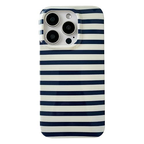 ZTOFERA for iPhone 13/14 Case with Geometric Horizontal Stripes,Cute Fashion Simple Line Pattern for Women Men,Soft TPU Slim Glossy Shockproof Case Cover(Navy Blue) - Image 1