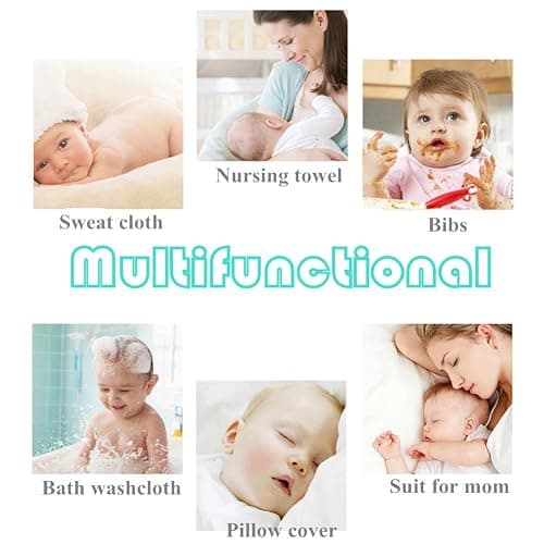 Baby Muslin Washcloths and Burp Cloths, Soft Absorbent Face Towels for Newborns,Natural Cotton Wipes for Sensitive Skin,Registry as Shower Gift, 10 Pack 12x12 inches by MUKIN (White) thumbnail 3
