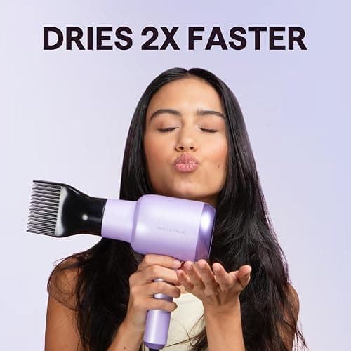 Wavytalk Blow Dryer with Diffuser, Blown Away Ionic Hair Dryer for Curly Hair with Comb, 1875W Fast Drying Blow Dryer with Ceramic Technology, 3 Attachments for All Hair Types, Light and Quiet, Purple thumbnail 2