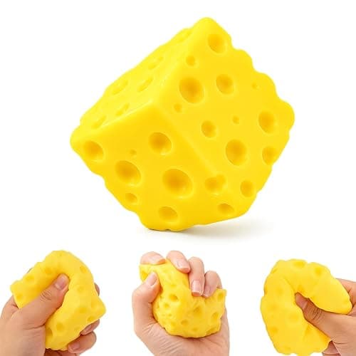 Cheese Squishy Toy, Cheese Block, Soft Stress Relief Toy, Cute Squeeze Gift for Adults, Home Office School 1 PC - Image 1