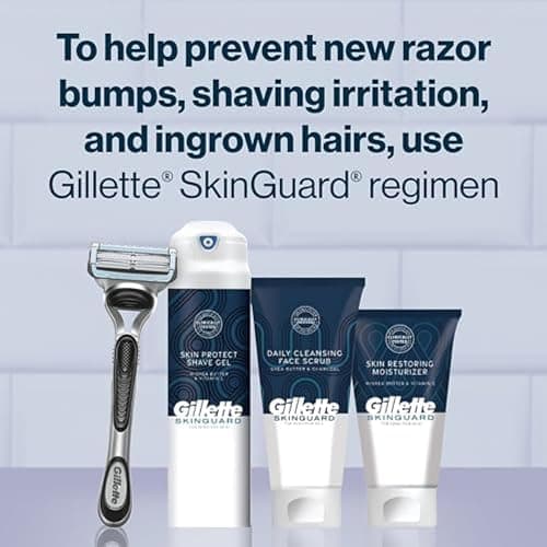 Gillette SkinGuard Razors, 1 Gillette Razor, 4 Razor Blade Refills, Designed for Men with Skin Irritation, Razor Bumps, and Sensitive Skin thumbnail 8