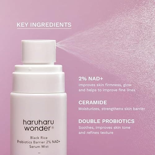 haruharu Wonder Black Rice Probiotics 2% NAD+ Serum Mist, Ultra-Fine Mist, Hydrating & Plumping, Barrier Support, Sensitive Skin, Ceramide, Korean Skincare, Vegan, 2.70 fl.oz thumbnail 3