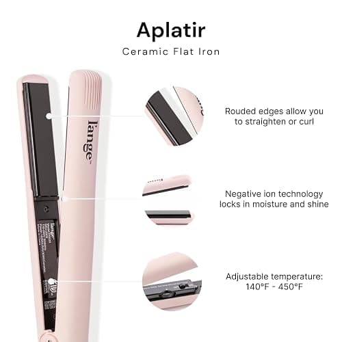 L'ANGE HAIR Aplatir Ceramic 1" Flat Iron | Adjustable Temp & Dual Voltage Hair Straightener | Tourmaline-Infused Plates for Smooth, Frizz-Free Styling | 1 Inch Styling Tool (Blush) thumbnail 2