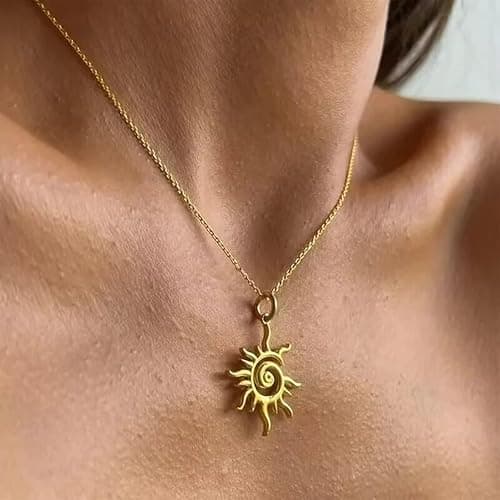 Rapunzel Sun Necklace for Women Tangled Necklace Gold Sun Necklace Opal Pendant Neckalce Healing Crystal Necklace Christmas Trendy Jewelry thumbnail 2