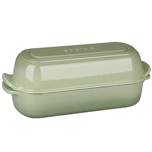 EDGING CASTING Enameled Cast Iron Loaf Pan with Lid, Bread pan, Dutch Oven Bread pan for Homemade Sourdough Bread Baking, 12.5x5.5 inch, 5qt, Pistachio Green thumbnail 6
