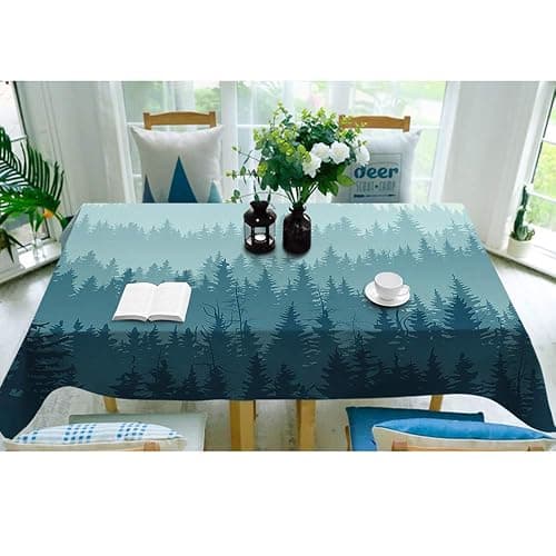 Moslion Tablecloth Mountain Tree Nature Rectangle Tablecloth for Kitchen 60x104 Inch thumbnail 2