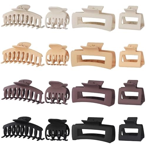 NEW LIVE Hair Clip 16 Count for Women - Hair Claws for Thin Thick Curly Hair - Large and Small Matte Banana Clips - Strong Hold Nonslip Hair Claws - Various Sizes and Styles - Image 1