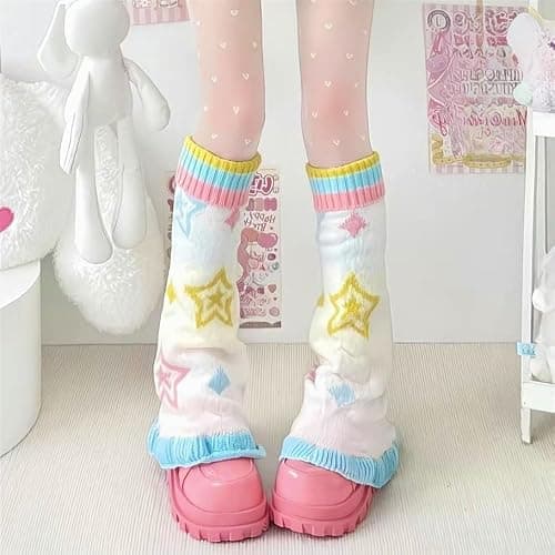 GGOOB Kawaii Leg Warmers Furry Leg Warmer Cutecore Harajuku Fairy Grunge Clothes Teen Girls Knit Long Socks Y2k Accessories thumbnail 3