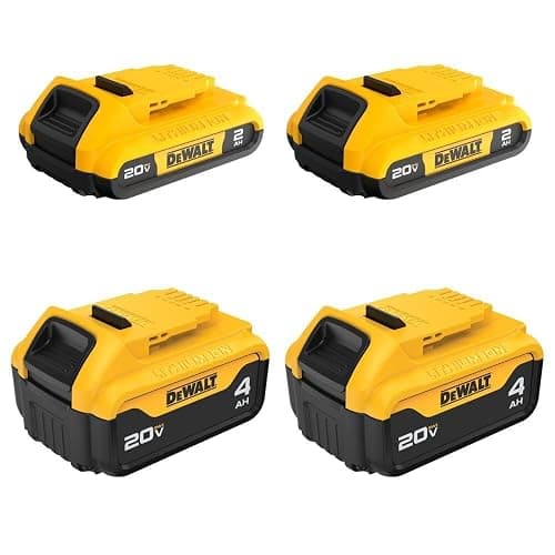 DEWALT 20V MAX Lithium Ion Battery, 2 Ah and 4 Ah, 4-Pack, Fuel Gauge LED Charge Indicators (DCB324-4) - Image 1