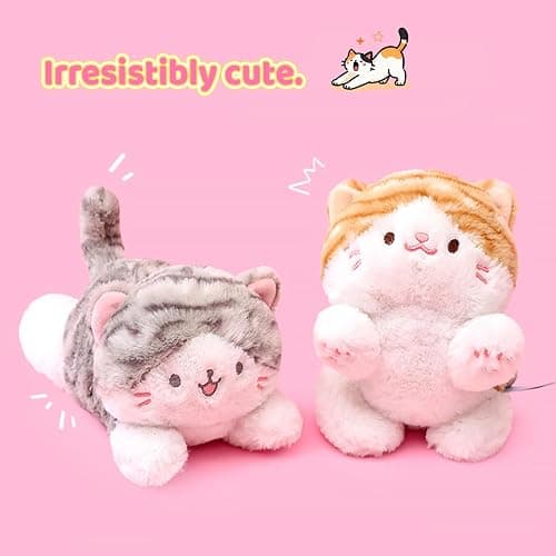 PEACH CAT Striped Cat Stuffed Animal Cute Kitten Plushies Small Plush Toys Gifts for Kids Brown thumbnail 5