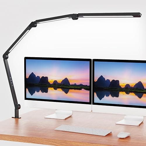 AILBTON LED Schreibtischlampe mit Clip,Mehrwinkel-Flexible 4 Abschnitte 3 Lichtquellen Büroschreibtischlampe,4 Farbtemperaturen und 5 Helligkeitsstufen,Nachtaugenpflege Tischlampe für Zuhause Büro - Image 1
