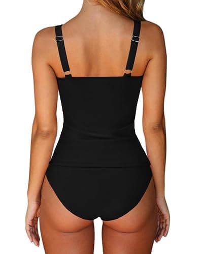 SUUKSESS Women Sexy Twist Push Up Tankini Swimsuit Tummy Control Bathing Suits thumbnail 2