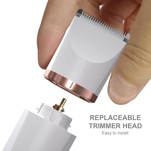 OLOV Electric Body Hair Trimmer - Groin Trimmer for Men - Bikini Trimmer Women - Wet/Dry Shaver Groomer, Replaceable Ceramic Blade Heads, USB Recharge Dock, Waterproof Hygiene Razor, White thumbnail 4