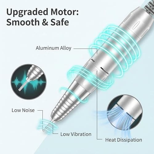 Electric Nail Drill, DELIFO Portable Nail Drill Professional 35000 RPM Nail File Machine Rechargeable Pedicure Acrylic Nails Polishing Tools with Bits LED Display for Home Salon Manicure thumbnail 4