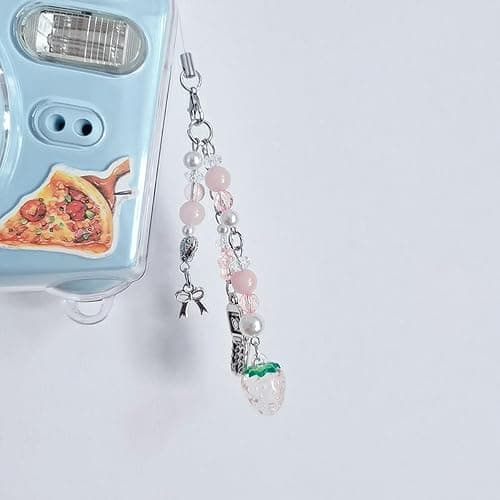 cioatu Cute Y2K Phone Charm Aesthetic Cellphone Chain Strap Lanyard For Phone Pink Strawberry Butterfly PhoneCharms for Bag Keychain Airpods Camera (Pink Strawberry) thumbnail 3