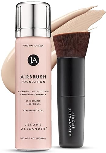 Jerome Alexander Magic Minerals Airbrush Foundation 2pc Set - Fair | Includes Kabuki brush, fine mist spray application, buildable coverage for mature skin, anti-aging for radiant skin - Image 1