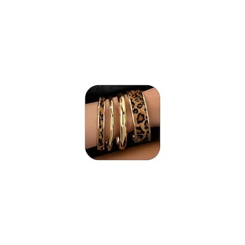 NOVYRA Leopard Bangle Bracelets for Women Layered Cheetah Print Cuff Statement Bracelets Trendy Cheetah Jewelry Accessories For Women - Image 1