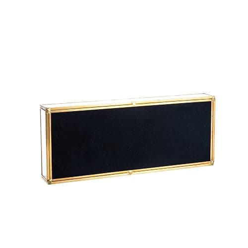 Feyarl Gold Clear Glass Vanity Tray Jewelry Trinket Rings Earrings Organizer Perfume Collection Display Decorative Tray Anti-Mirror Surface for Dressr Room Drawer Office Tabletop (9.84 x 3.93inch) thumbnail 9