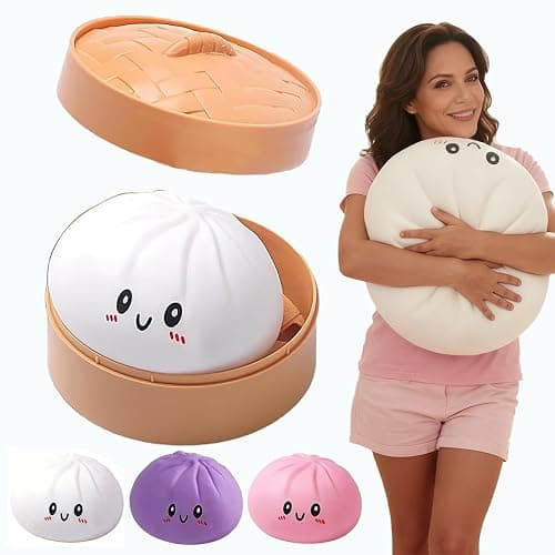 Giant Dumpling Squishy for Adults, 4/6/10 Inch Jumbo Dumpling Stress Ball, Soft Squeeze Decompression Dough, Anxiety Relief Fidget, Adult Fidget Tool (White M: 15cm/5.9 Inch) - Image 1