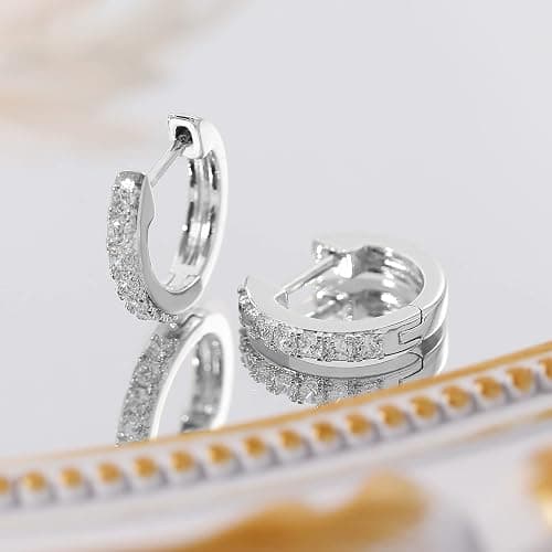 Gacimy Gold Huggie Earrings for Women 14K Real Gold Plated, Small Cubic Zirconia Cartilage Hoop Earrings Cuffs for Women thumbnail 4