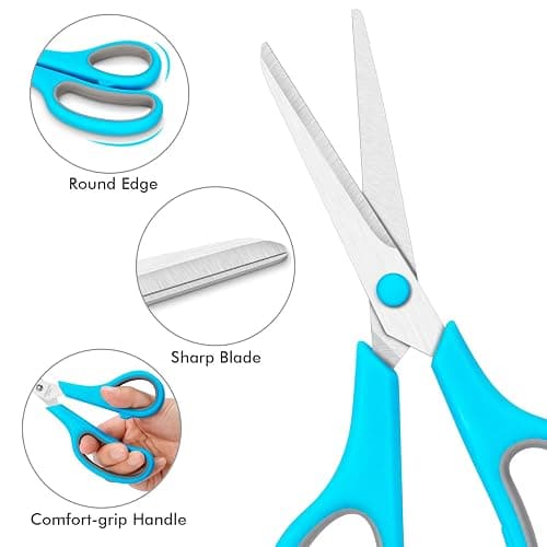 30 Pack Scissors Bulk, 8 Inch Sharp Scissors All Purpose for Office School Classroom, Shear Fabric Sewing Craft Cutting Paper for Adults Teachers Students, School Supplies for Right/Left Handles thumbnail 5