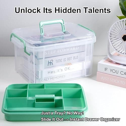 HEY FOLY 15qt Clear Medicine Organizer Storage Box with Tray, Plastic First Aid Box Empty, Thickened Medicine Container Chest, Multipurpose Medical Case with Labels, Medicine Caddy with Lids Handles thumbnail 6