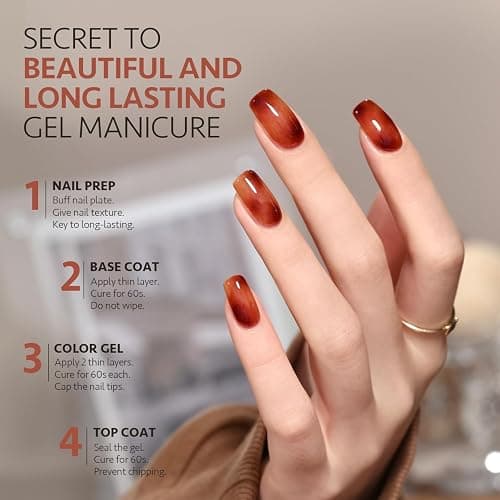 GAOY Jelly Brown Gel Nail Polish of 6 Transparent Nude White Dark Red Colors Sheer Gel Polish Kit for Salon Gel Manicure and Nail Art DIY at Home thumbnail 4