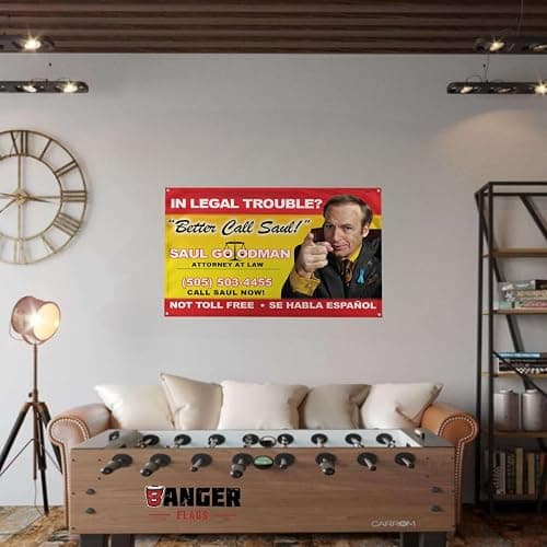 Banger - Better Call Saul! Billboard Image Breaking Bad Saul Goodman Motivational Inspirational Office Gym Dorm Wall Decor Design on a 3X5 Feet Flag with 4 Grommets for Easy Hanging. Authentic BANGER FLAG. thumbnail 2
