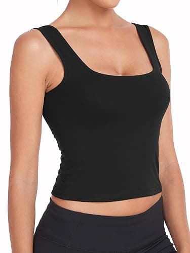 Porvike Sports Crop Tank Tops for Women Cropped Workout Tops Racerback Running Yoga Tanks Cotton Sleeveless Gym Shirts 3 Pack thumbnail 5