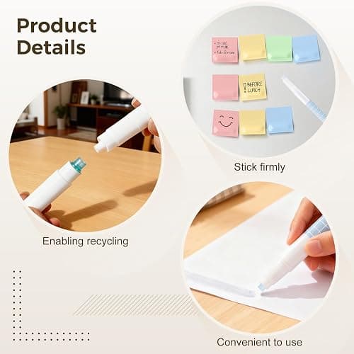 17 Pcs Pen-Style Aesthetic Glue Sticks, Including 5 Pastel Colors Adhesive and 12 Glue Stick Refills, 4.5 x 2.8 x 0.6 in, Easy to Use for Office, School, Art Project thumbnail 3