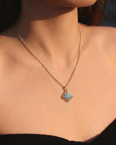 Wrangler Obelisk Turquoise Jewelry for Women, Western Jewelry Necklace | Cowgirl Vintage Western Necklace, Silver/14K Gold Plated with Gift Box thumbnail 2