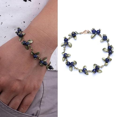SZYDD Sweet Berry Leaf Bead Bracelet Sweet Spring Plant Bracelet Women's Retro Personalized Color Beads Cranberry Leaf Bracelet Bracelet Women's Jewelry, Red thumbnail 2