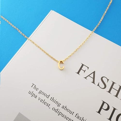 MOMOL Tiny Initial Necklace 18K Gold Plated Small Letter Necklace Personalized Name Necklace for Women thumbnail 3
