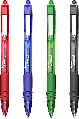 Zebra Z-Grip Smooth - Retractable Ballpoint Pen - Pack of 4 - Black, Blue, Red and Green - Image 1
