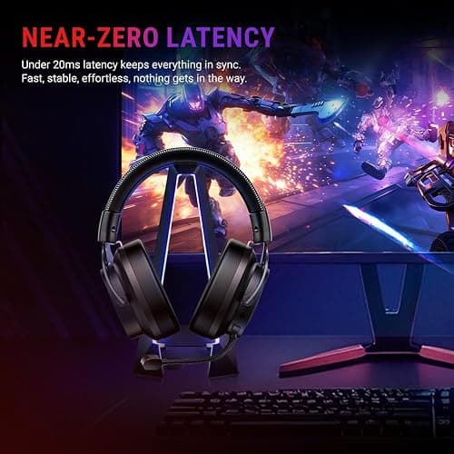 QCY Heroad VT200 Gaming Headset for PC: 53mm Neodymium Drivers - Detachable Noise Canceling Microphone - 2.4G/Bluetooth 6.0/Wired - Compatible for PS4/PS5, Switch, Xbox - 7.1 Surround Sound thumbnail 6