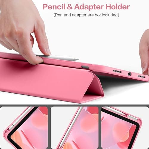 Vobafe Case for iPad A16 11th Generation 11 inch 2025/iPad 10th Generation 10.9 inch 2022, PC Clear Back Cover, Trifold Stand for iPad 11th/10th Gen with Pencil Holder, Auto Wake/Sleep, Pink - Pink thumbnail 8