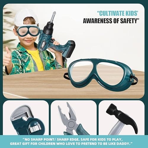 Kids Tool Box–Zealous 48 PCS Pretend Play Tools Toys for Toddler,Electric Drill Kids Tool Kit for Boys & Girls Ages 3-8 Years Old, Construction Tool Kit Playset for Boys thumbnail 5