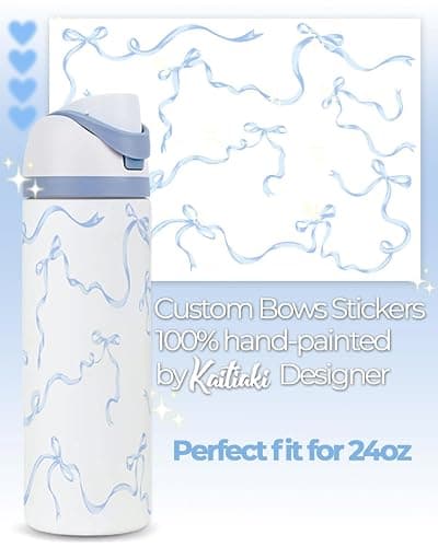 Kaitiaki Bows Stickers for Custom Owala Accessories - Cute Tumbler Decals, Fits 24oz Urban Outfitters Owala Bottles (Bubble Bliss Bow, Blue) thumbnail 2
