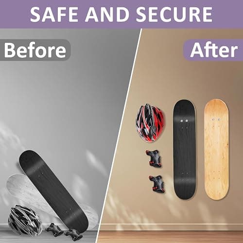 Skateboard Wandhalterung,Skateboard Zubehör Metall Mit Montagezubehör,Skateboard Halterung Acryl für Skateboard Deck Display und Lagerung,Skateboard Halterung Wand für Wohnzimmer,Garage,2 Stück thumbnail 3
