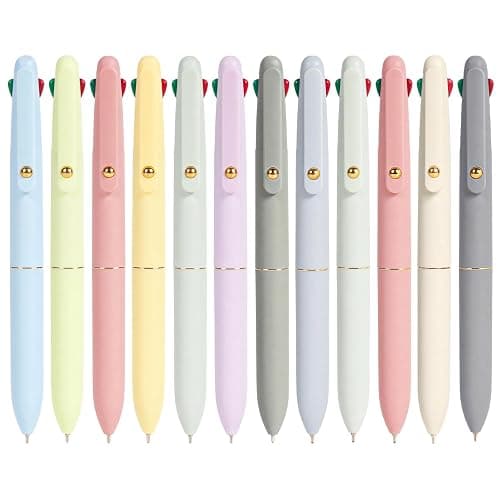 Ddaowanx 4-in-1 Multicolor Ballpoint Pens 0.5mm Fine Point Smooth Writing,nurse accessories for work,gifts for teen girls and Planner, 12-Count (Morandi+Macaroon) - Image 1