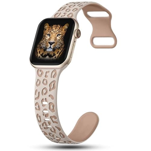 3 Pack Leopard Engraved Bands Compatible with Apple Watch Band 41mm 40mm 38mm 42mm 44mm 45mm 46mm 49mm Women, Soft Silicone Cheetah Embossed Sport Strap for iWatch Series 10 9 8 7 6 5 4 3 2 1 Ultra thumbnail 4