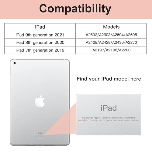 GHINL for iPad 9th/8th/7th Generation Case (2021/2020/2019) iPad 10.2-Inch Case with Pencil Holder [Sleep/Wake] Slim Soft TPU Back Smart Magnetic Stand Protective Cover Cases(Light Pink) thumbnail 2