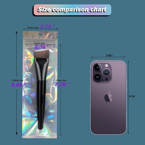 100 Pcs 2.7x9 Inch Holographic Pen Bags - Resealable Smell-Proof Packaging Bags for Party Favors, Food Storage, Cosmetics, Jewelry, Craft Supplies & Lip gloss thumbnail 3